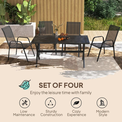 Outsunny Set of Four Stackable Mesh Seat Chairs 14