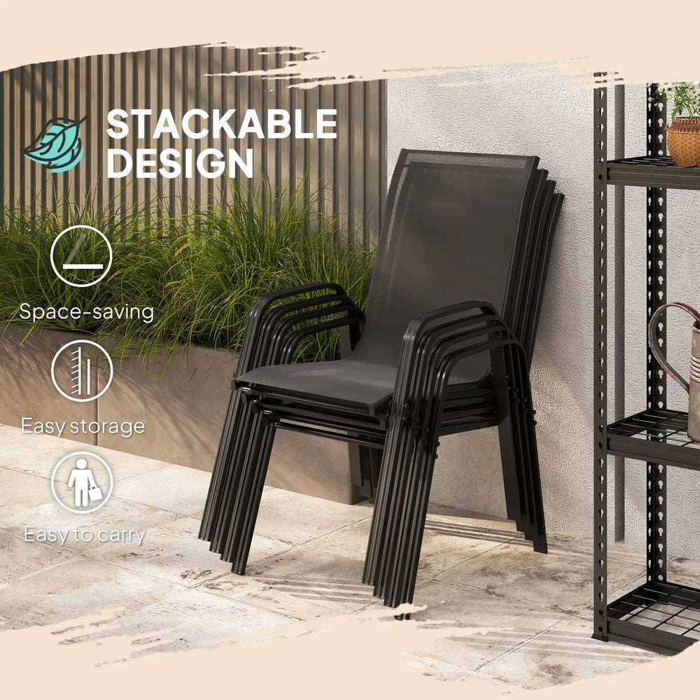 Outsunny Set of Four Stackable Mesh Seat Chairs 15