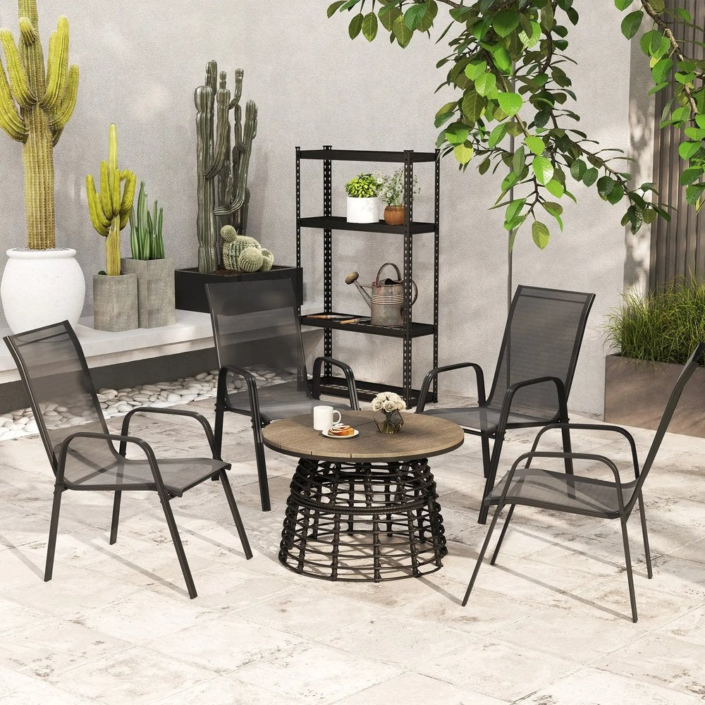 Outsunny Set of Four Stackable Mesh Seat Chairs 18