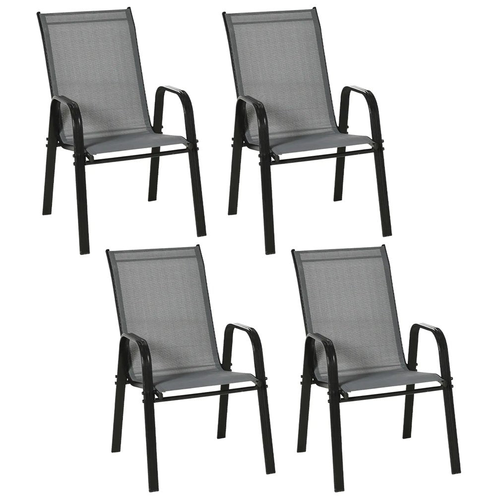 Outsunny Set of Four Stackable Mesh Seat Chairs 22