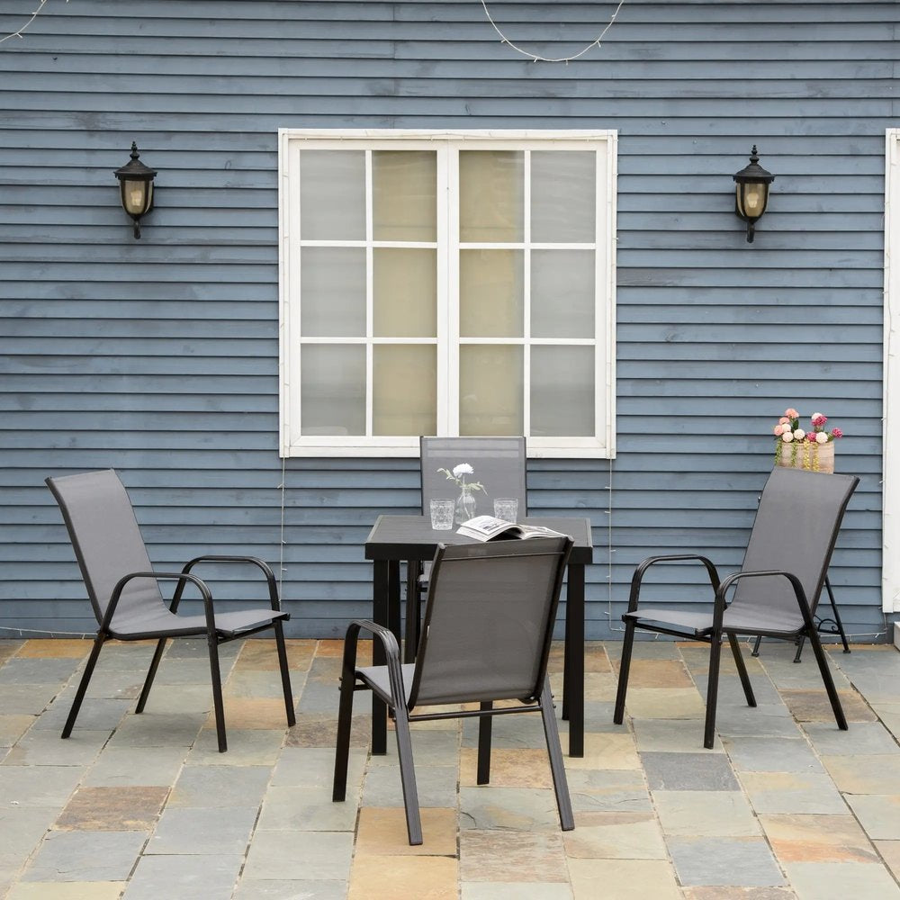 Outsunny Set of Four Stackable Mesh Seat Chairs 23