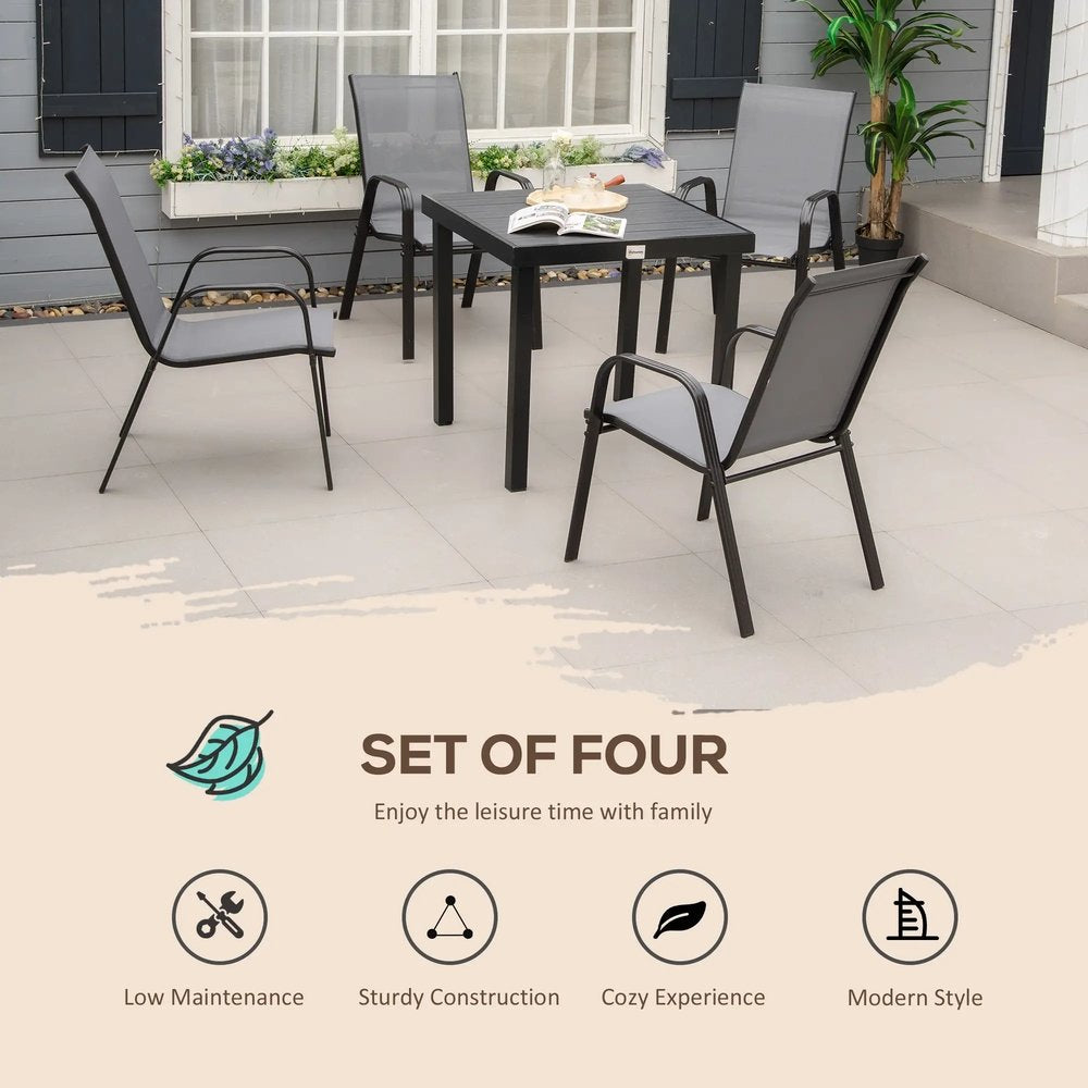 Outsunny Set of Four Stackable Mesh Seat Chairs 25