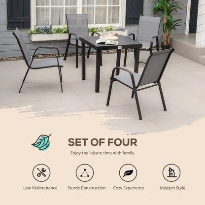 Outsunny Set of Four Stackable Mesh Seat Chairs 25