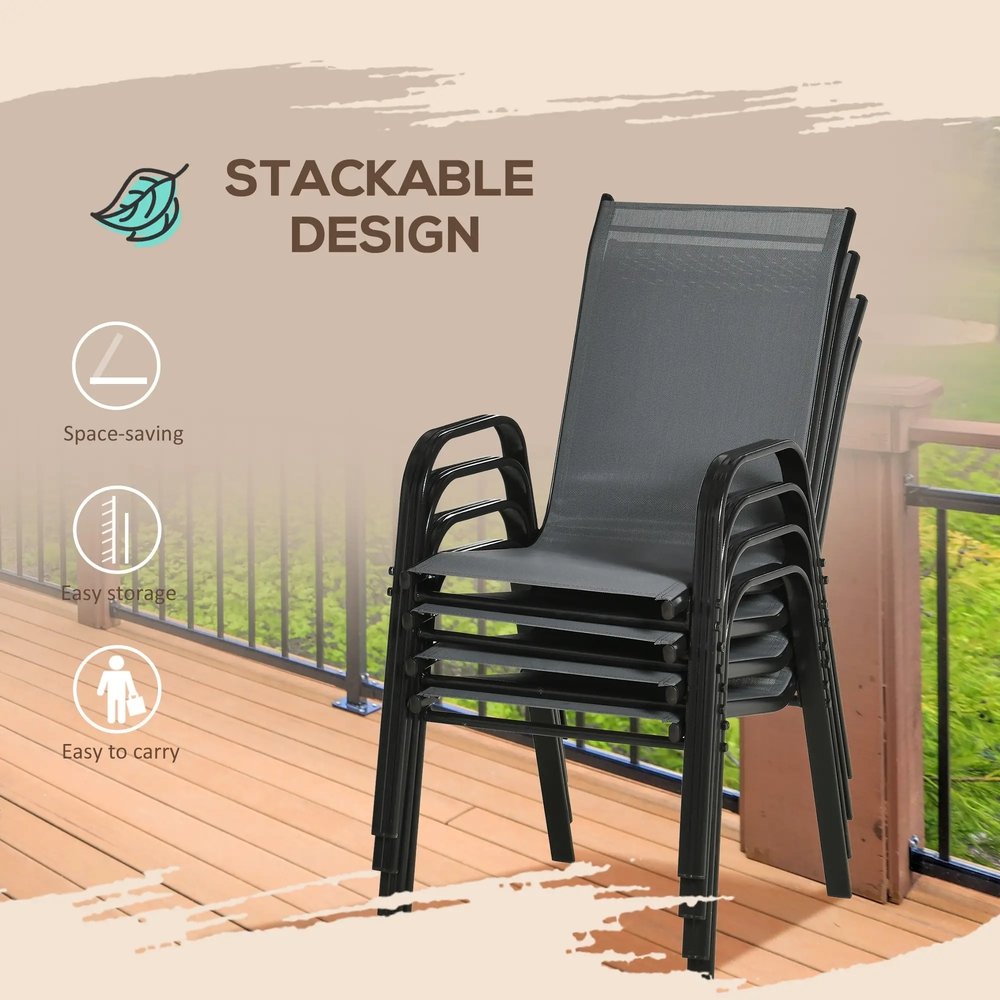 Outsunny Set of Four Stackable Mesh Seat Chairs 26