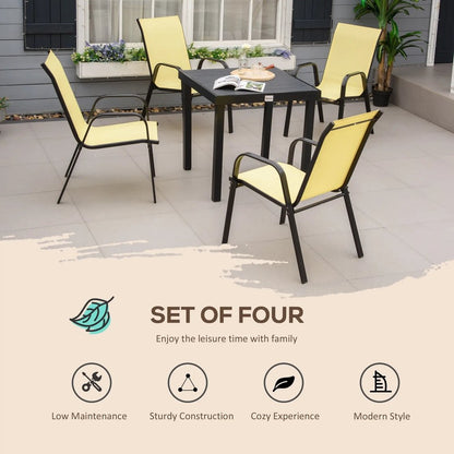 Outsunny Set of Four Stackable Mesh Seat Chairs 3