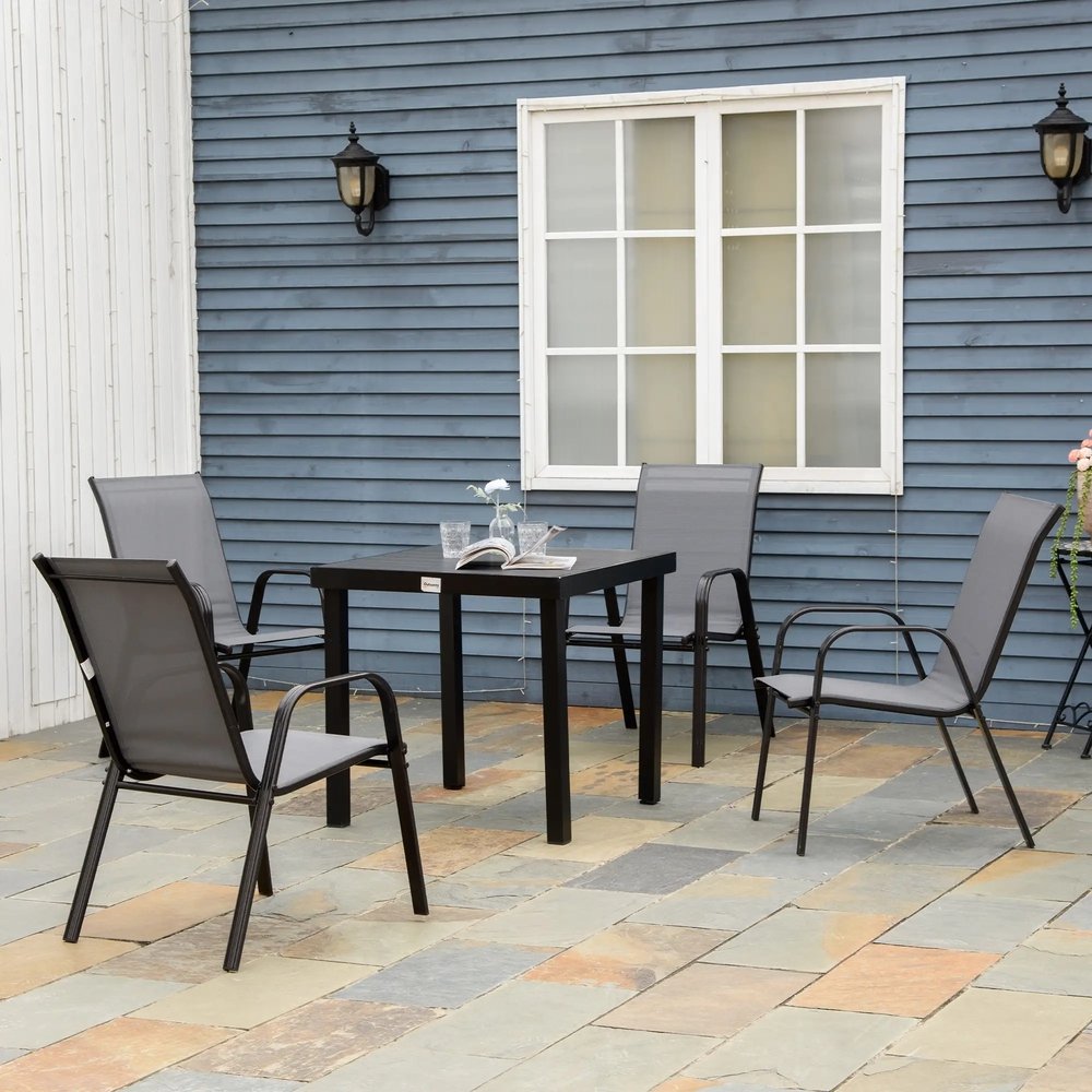 Outsunny Set of Four Stackable Mesh Seat Chairs 31