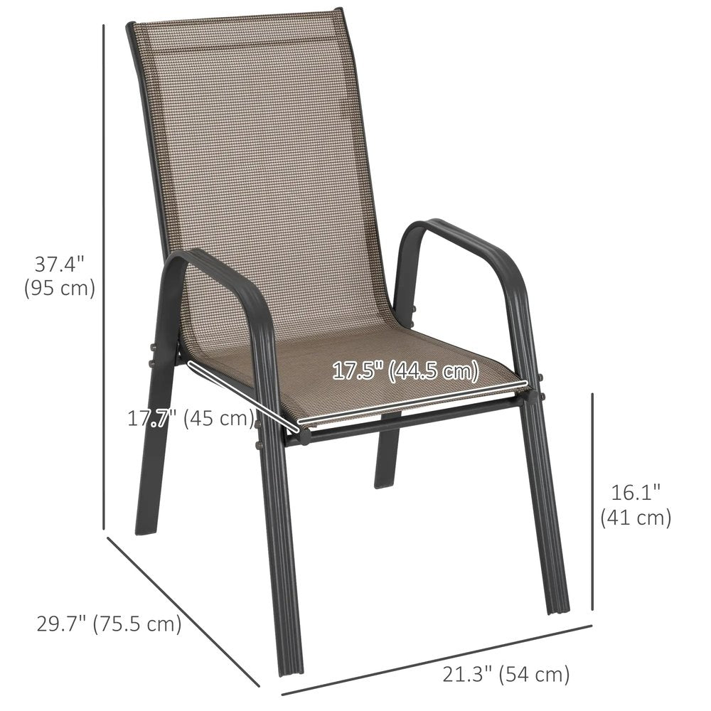 Outsunny Set of Four Stackable Mesh Seat Chairs 36