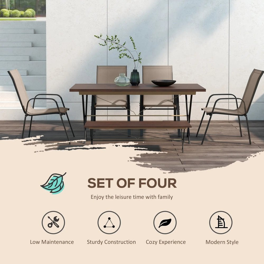 Outsunny Set of Four Stackable Mesh Seat Chairs 37