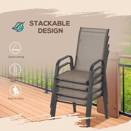 Outsunny Set of Four Stackable Mesh Seat Chairs 38