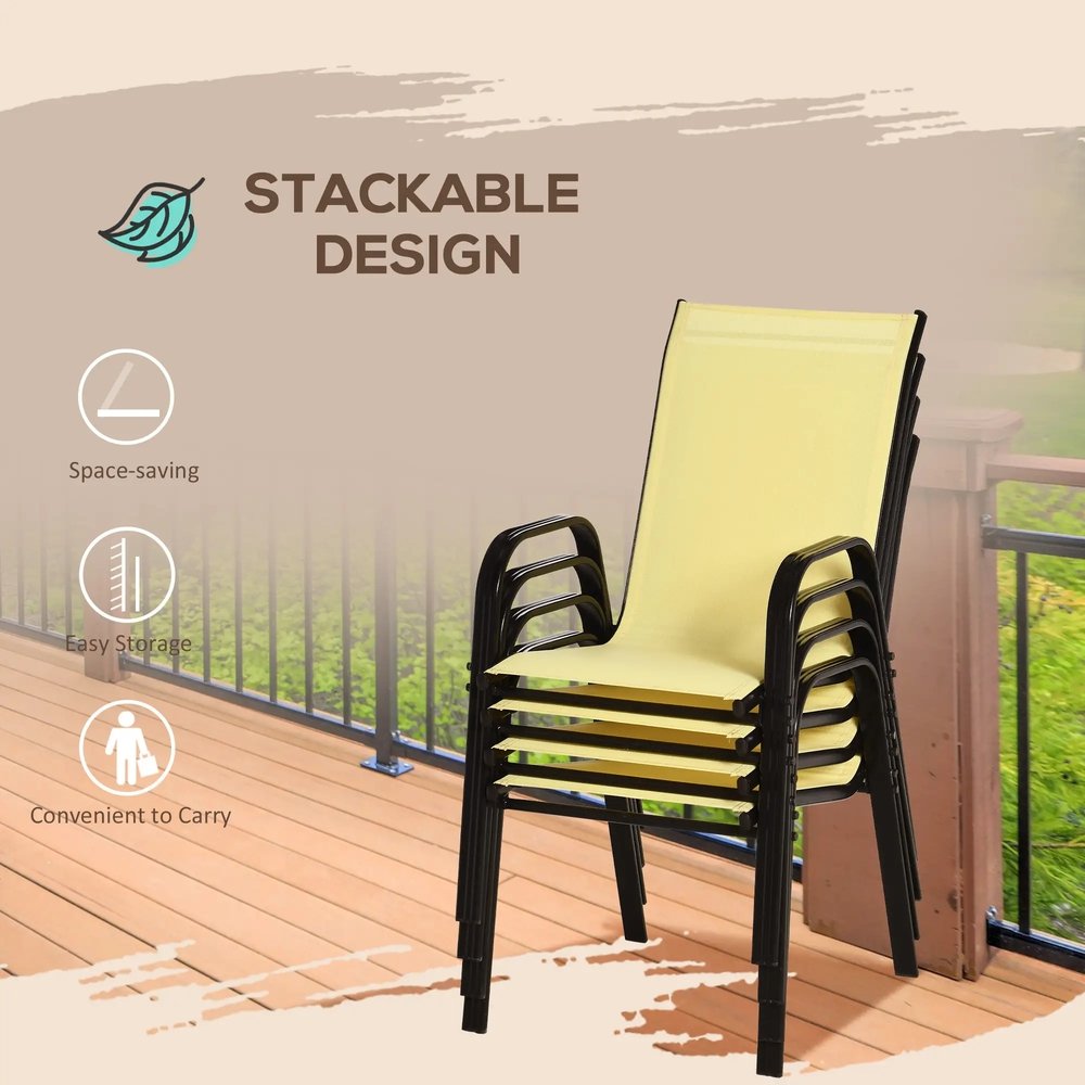 Outsunny Set of Four Stackable Mesh Seat Chairs 4