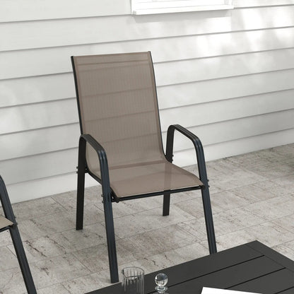 Outsunny Set of Four Stackable Mesh Seat Chairs 40
