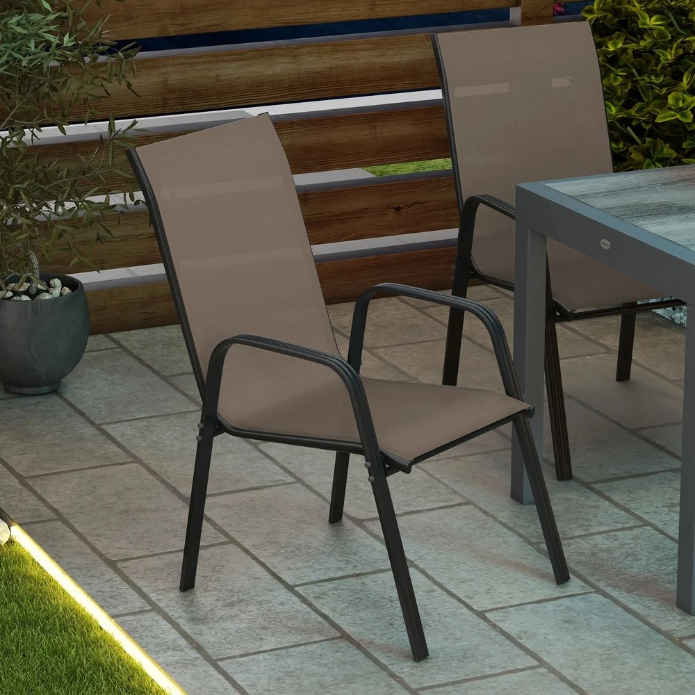 Outsunny Set of Four Stackable Mesh Seat Chairs 42