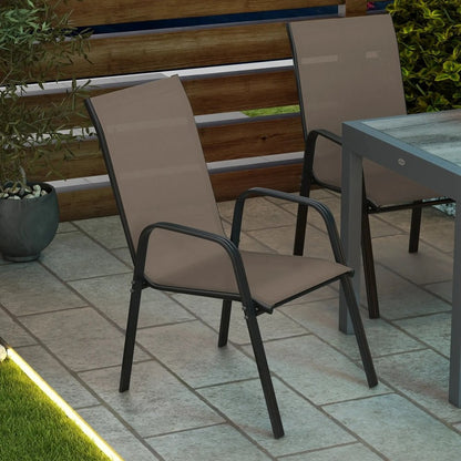 Outsunny Set of Four Stackable Mesh Seat Chairs 42