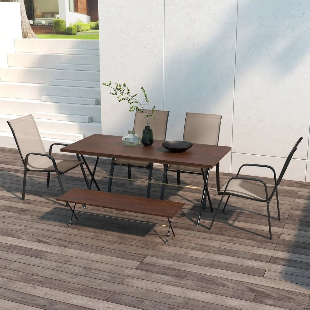 Outsunny Set of Four Stackable Mesh Seat Chairs 43