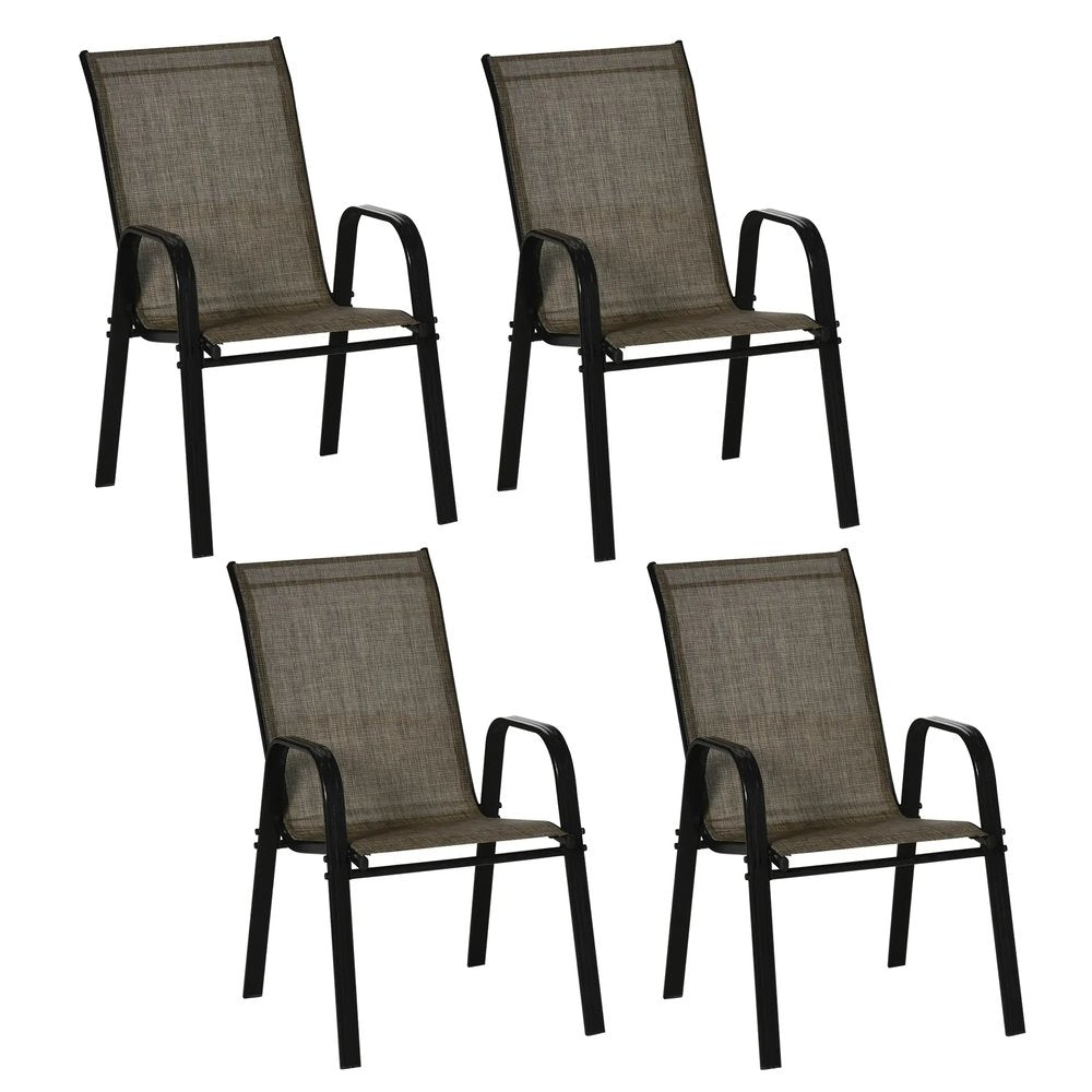 Outsunny Set of Four Stackable Mesh Seat Chairs 45