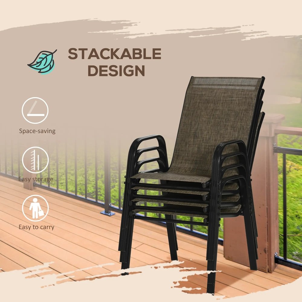 Outsunny Set of Four Stackable Mesh Seat Chairs 50