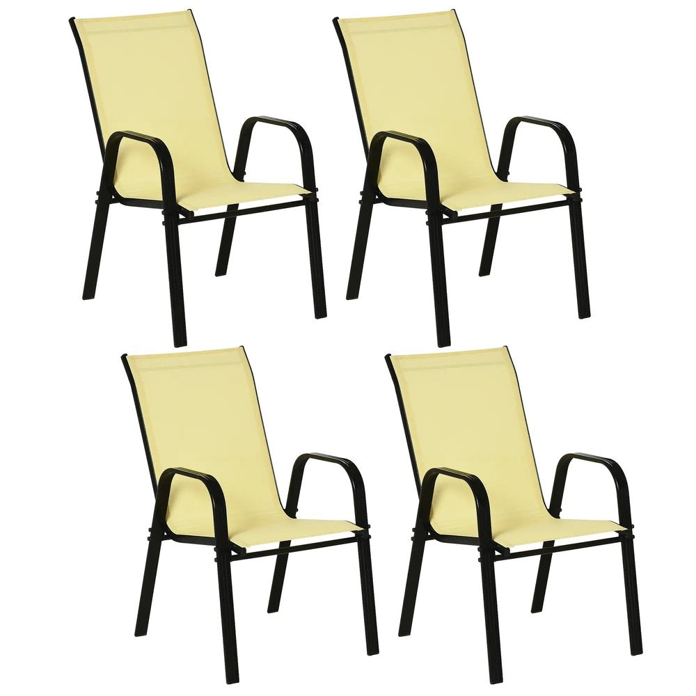 Outsunny Set of Four Stackable Mesh Seat Chairs 