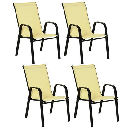 Outsunny Set of Four Stackable Mesh Seat Chairs 