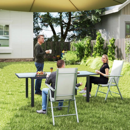 Outsunny Set of Two Aluminium Folding Chairs - Light Grey 1