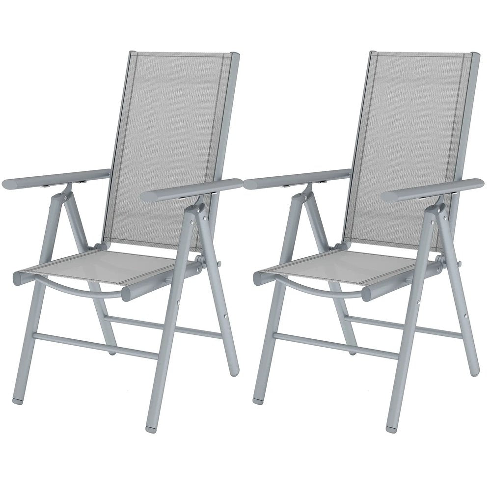 Outsunny Set of Two Aluminium Folding Chairs - Light Grey 10