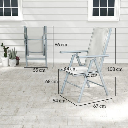Outsunny Set of Two Aluminium Folding Chairs - Light Grey 2