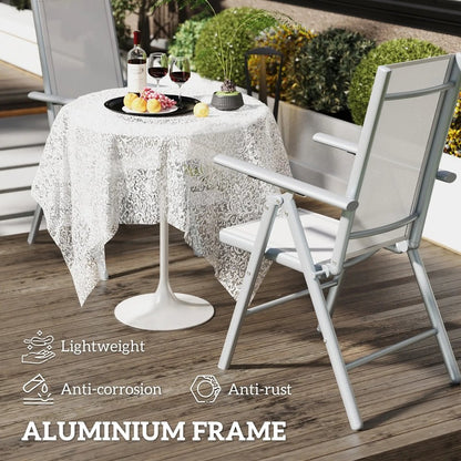 Outsunny Set of Two Aluminium Folding Chairs - Light Grey 3