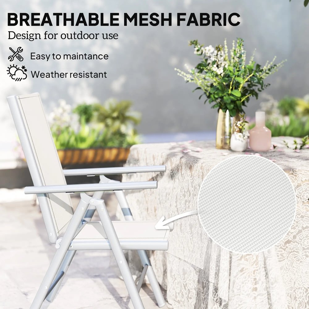 Outsunny Set of Two Aluminium Folding Chairs - Light Grey 4