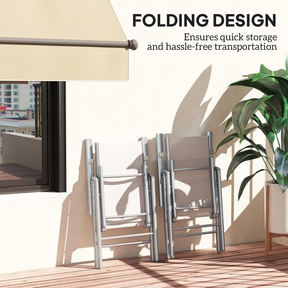 Outsunny Set of Two Aluminium Folding Chairs - Light Grey 5