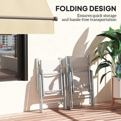 Outsunny Set of Two Aluminium Folding Chairs - Light Grey 5