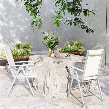 Outsunny Set of Two Aluminium Folding Chairs - Light Grey 8