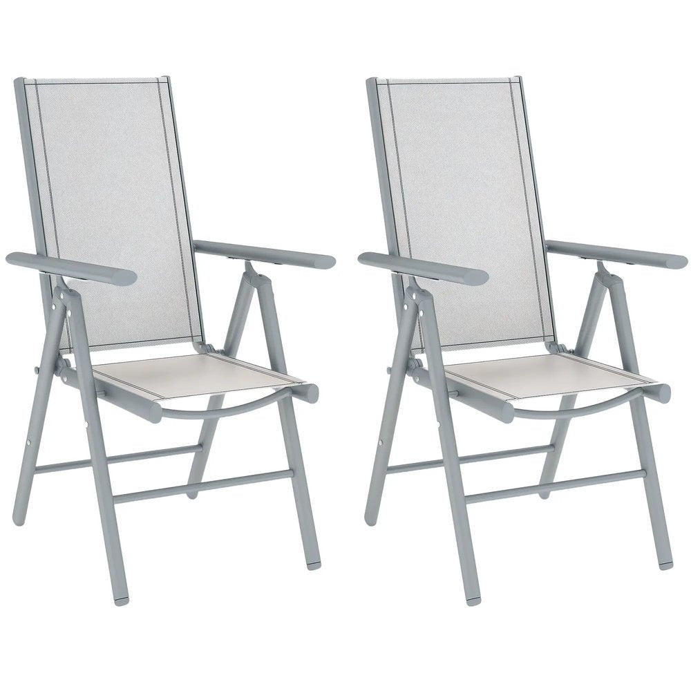 Outsunny Set of Two Aluminium Folding Chairs - Light Grey 9