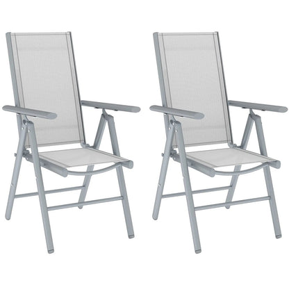 Outsunny Set of Two Aluminium Folding Chairs - Light Grey 