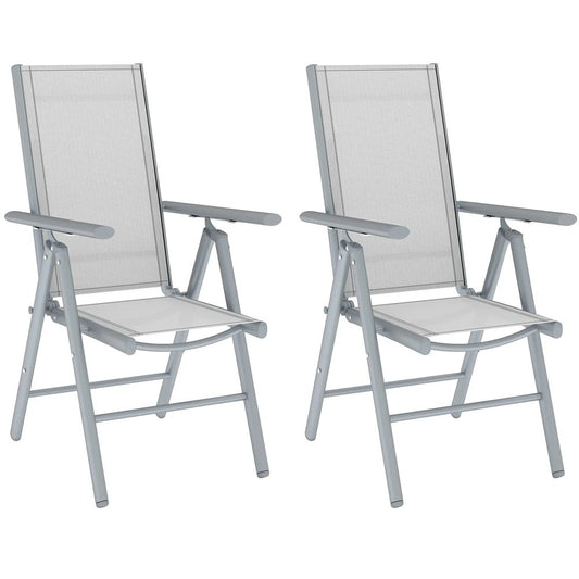 Outsunny Set of Two Aluminium Folding Chairs - Light Grey 
