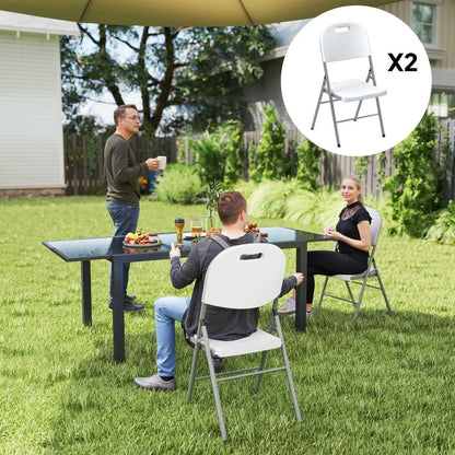 Outsunny Set of Two Foldable Outdoor Chairs - White 1