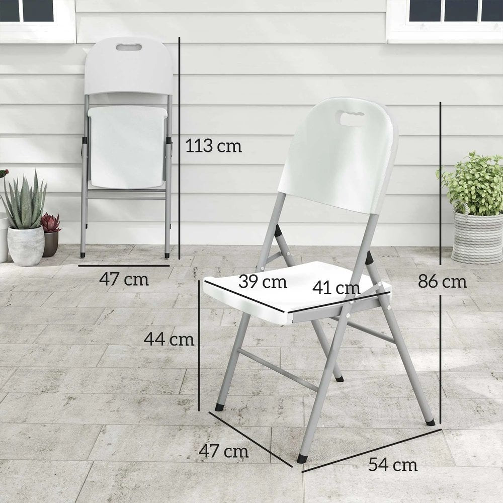 Outsunny Set of Two Foldable Outdoor Chairs - White 2
