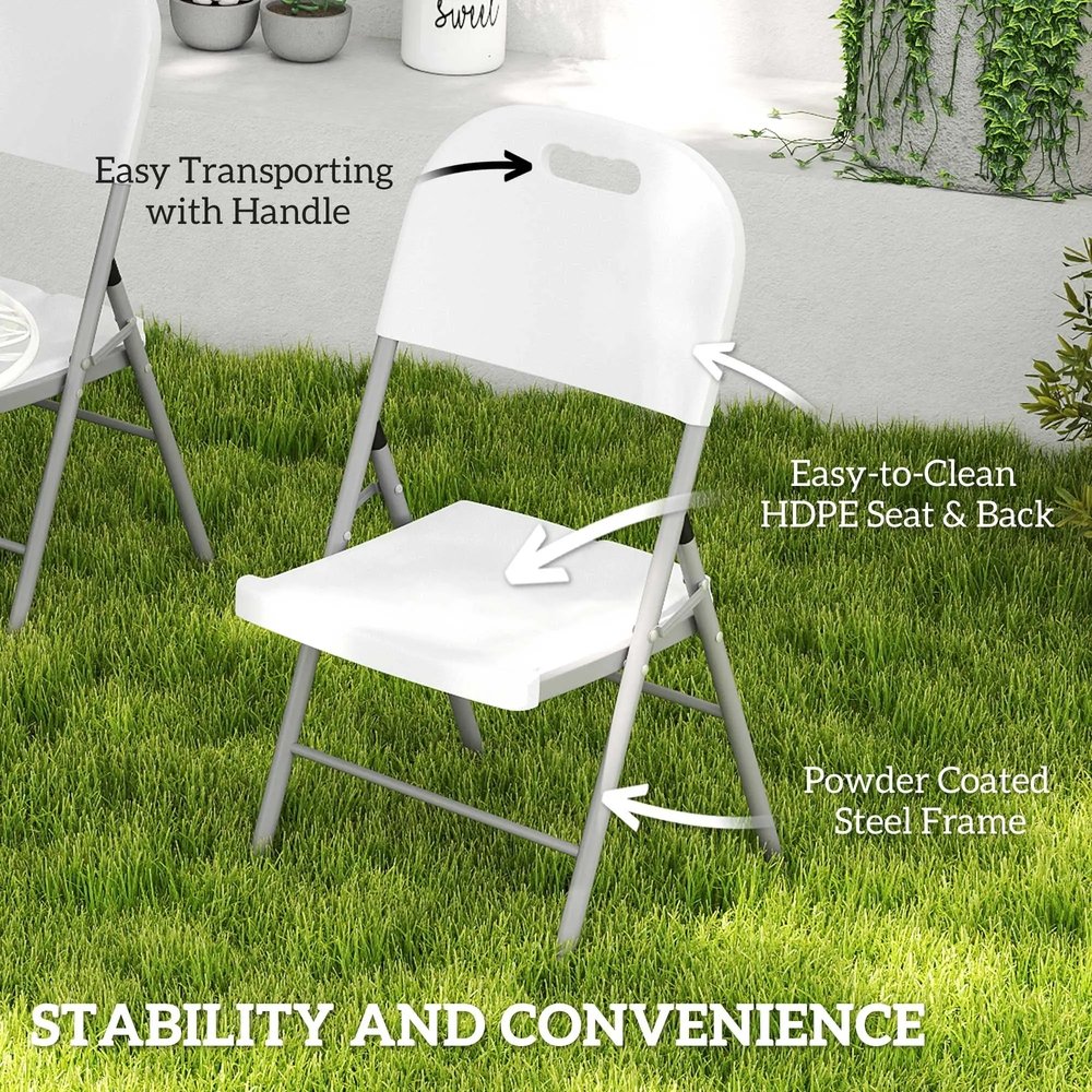 Outsunny Set of Two Foldable Outdoor Chairs - White 4