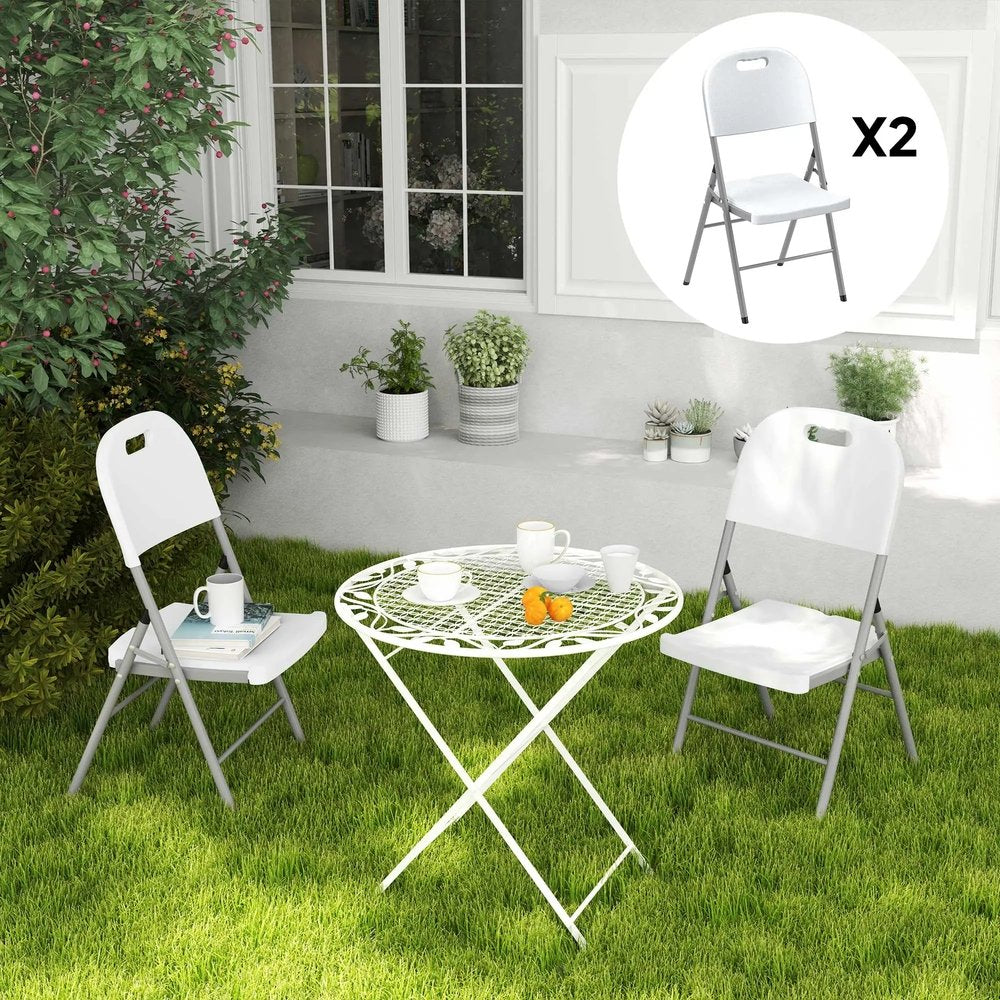 Outsunny Set of Two Foldable Outdoor Chairs - White 7