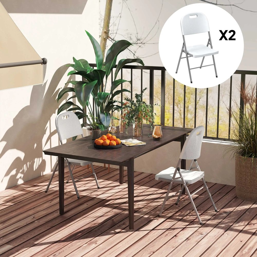 Outsunny Set of Two Foldable Outdoor Chairs - White 8