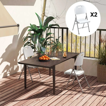 Outsunny Set of Two Foldable Outdoor Chairs - White 8