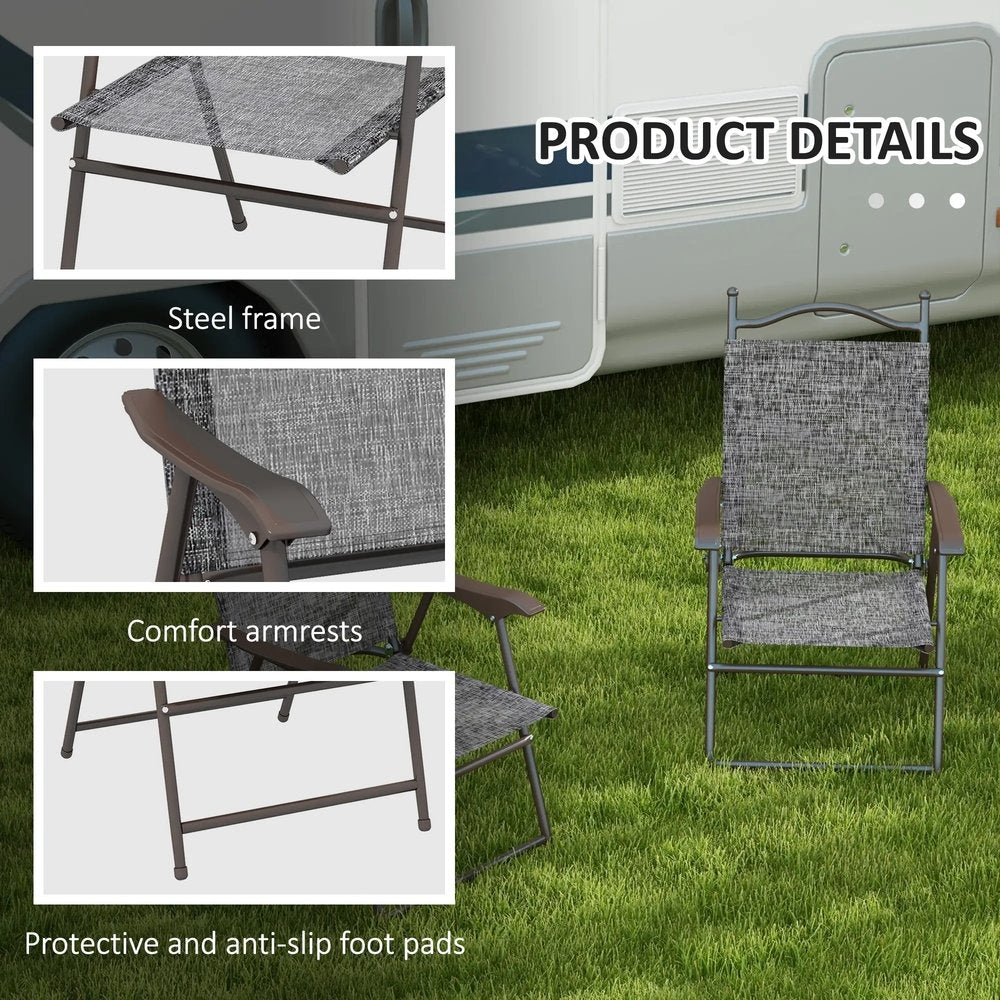 Outsunny Set of Two Folding Garden Chairs, with Fabric Mesh Seats 16