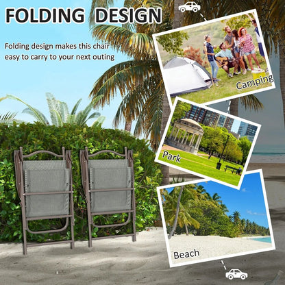 Outsunny Set of Two Folding Garden Chairs, with Fabric Mesh Seats 25