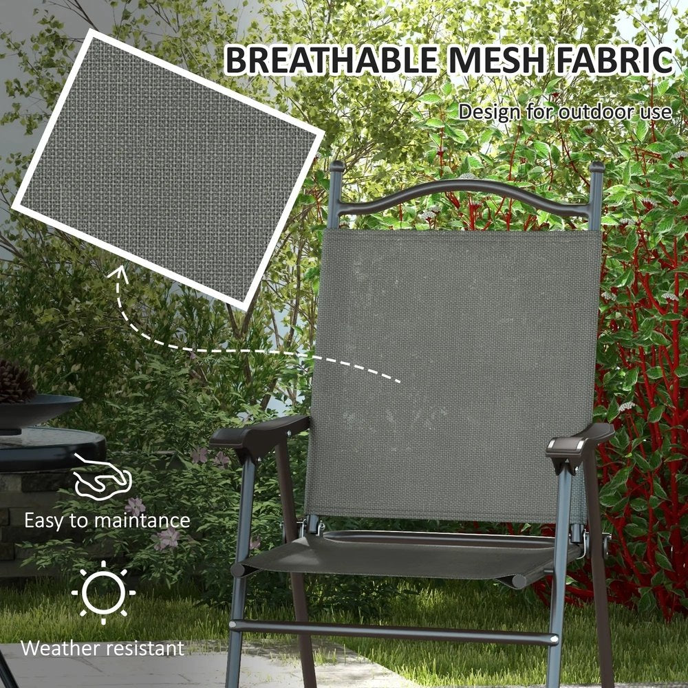 Outsunny Set of Two Folding Garden Chairs, with Fabric Mesh Seats 26