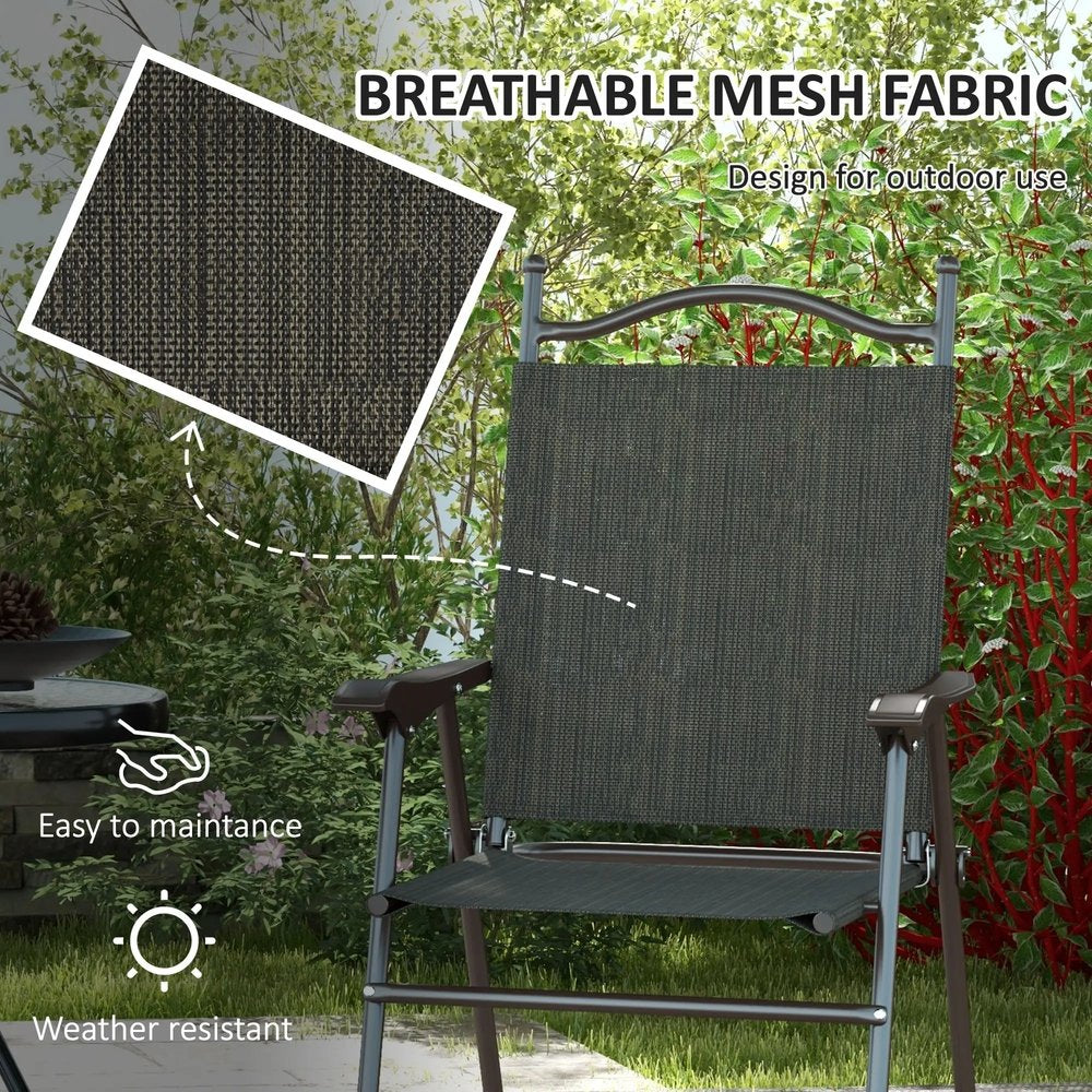 Outsunny Set of Two Folding Garden Chairs, with Fabric Mesh Seats 4