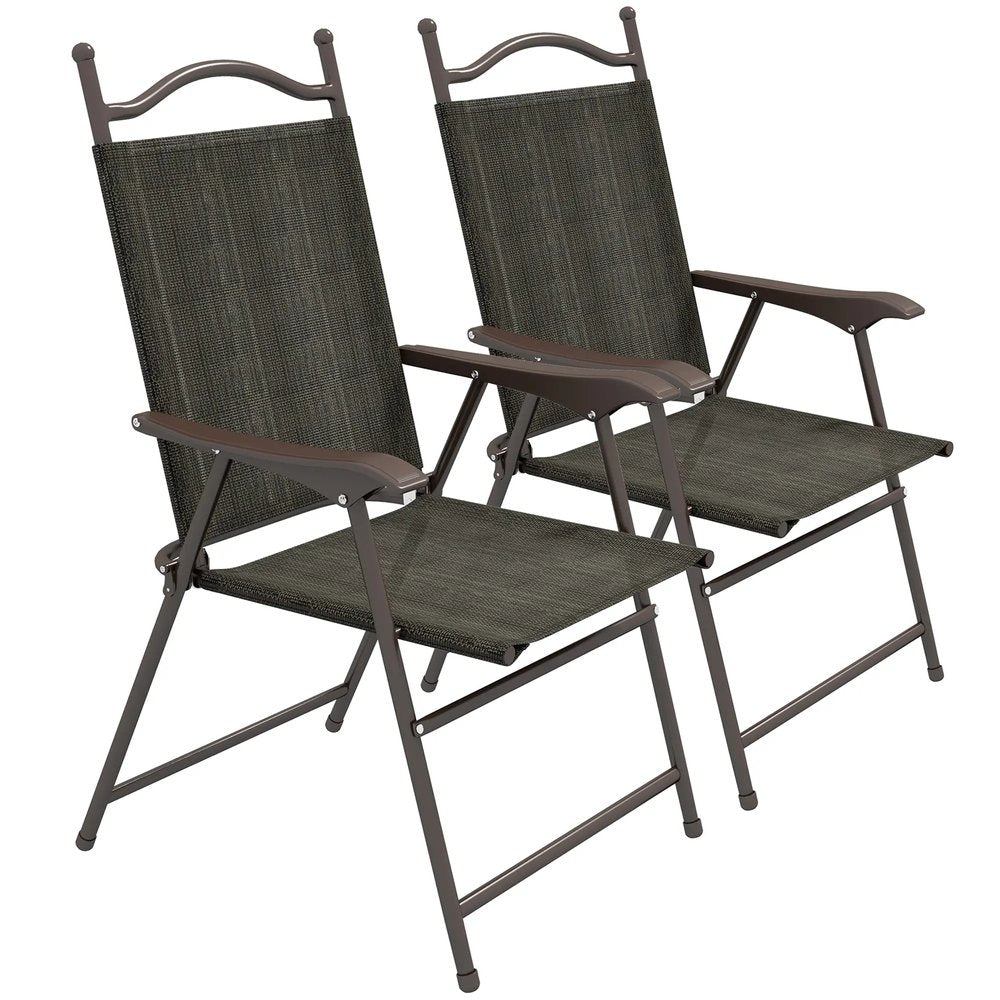 Outsunny Set of Two Folding Garden Chairs, with Fabric Mesh Seats 