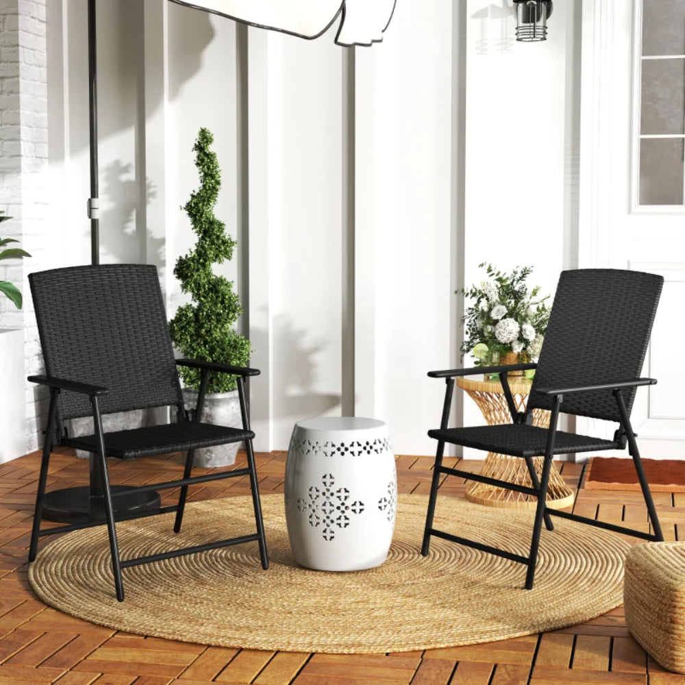 Outsunny Set of Two Folding Rattan Seat Chairs