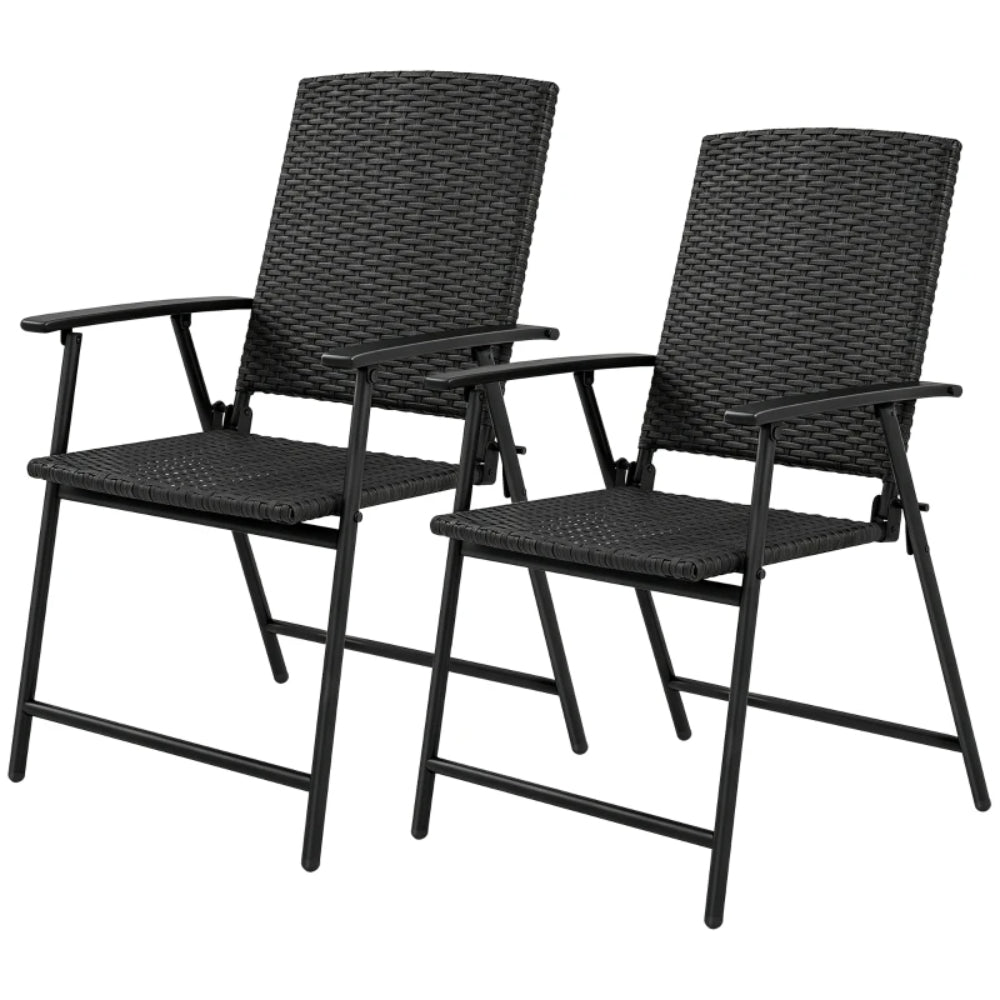 Outsunny Set of Two Folding Rattan Seat Chairs