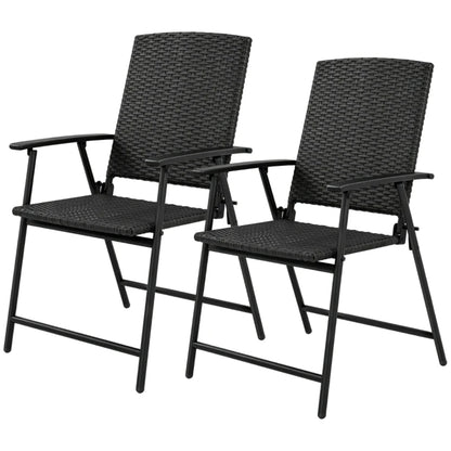 Outsunny Set of Two Folding Rattan Seat Chairs