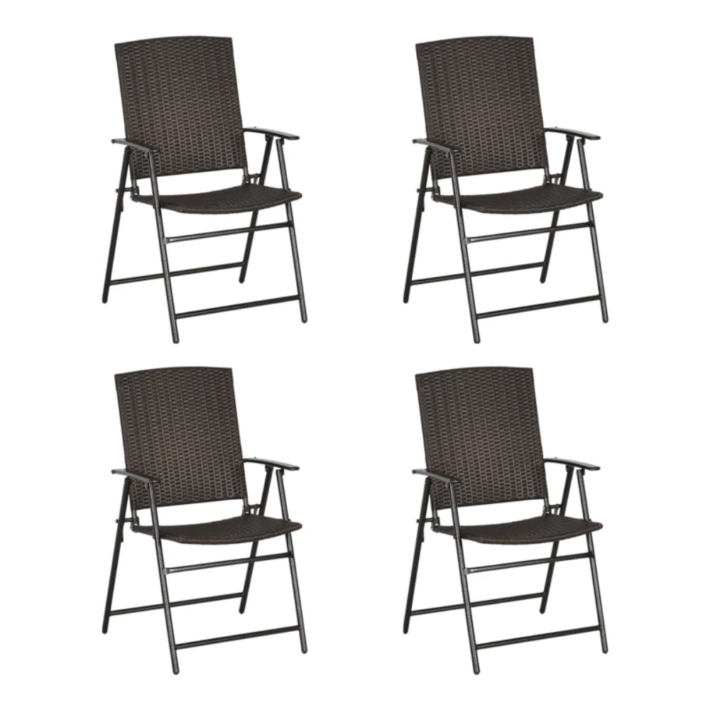Outsunny Set of Two Folding Rattan Seat Chairs