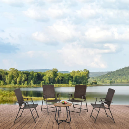 Outsunny Set of Two Folding Rattan Seat Chairs