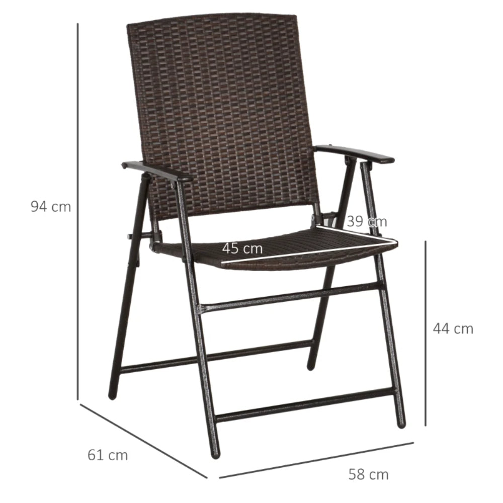 Outsunny Set of Two Folding Rattan Seat Chairs